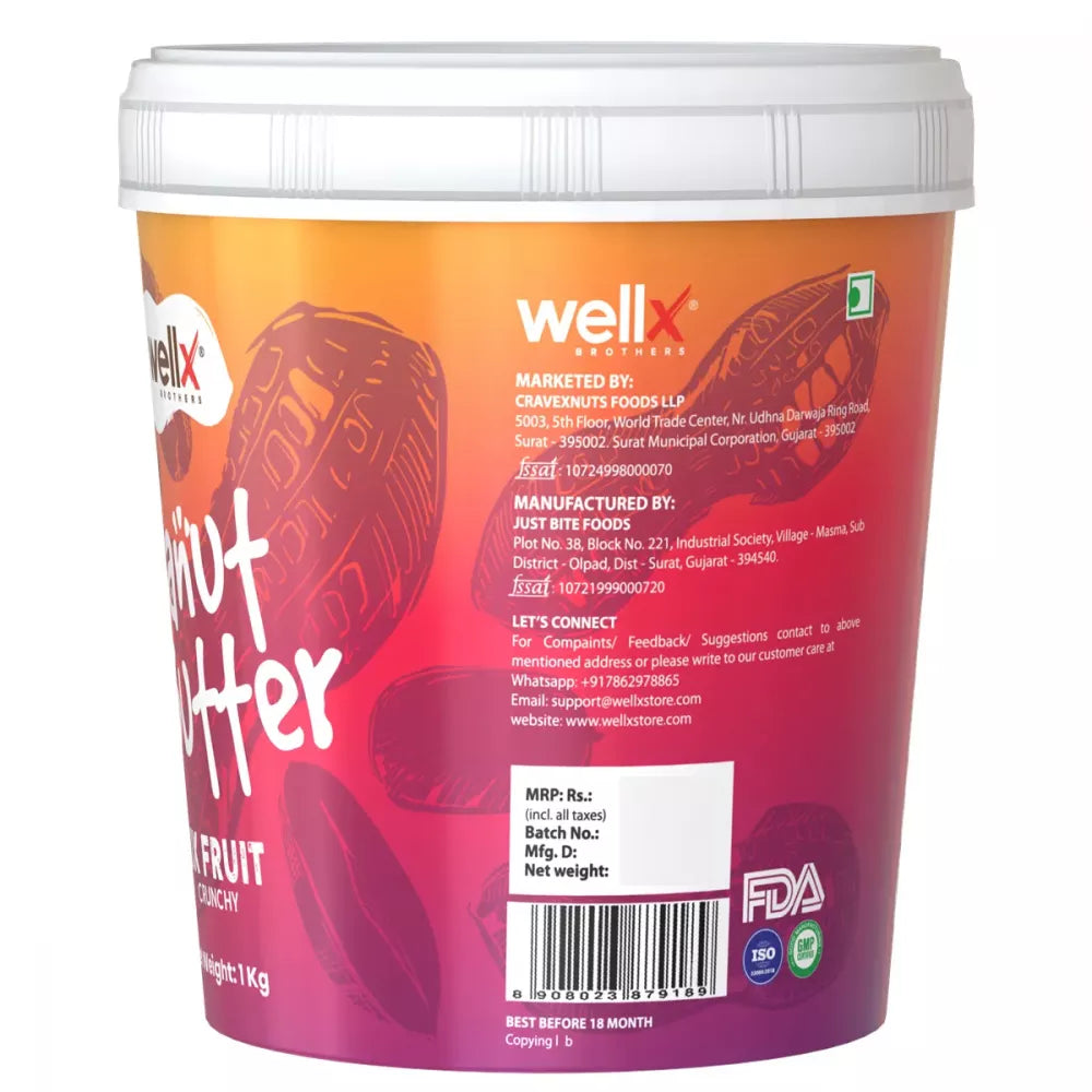 Wellx Peanut Butter Mix Fruit Crunchy (1kg)