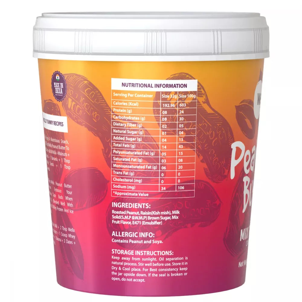 Wellx Peanut Butter Mix Fruit Crunchy (1kg)