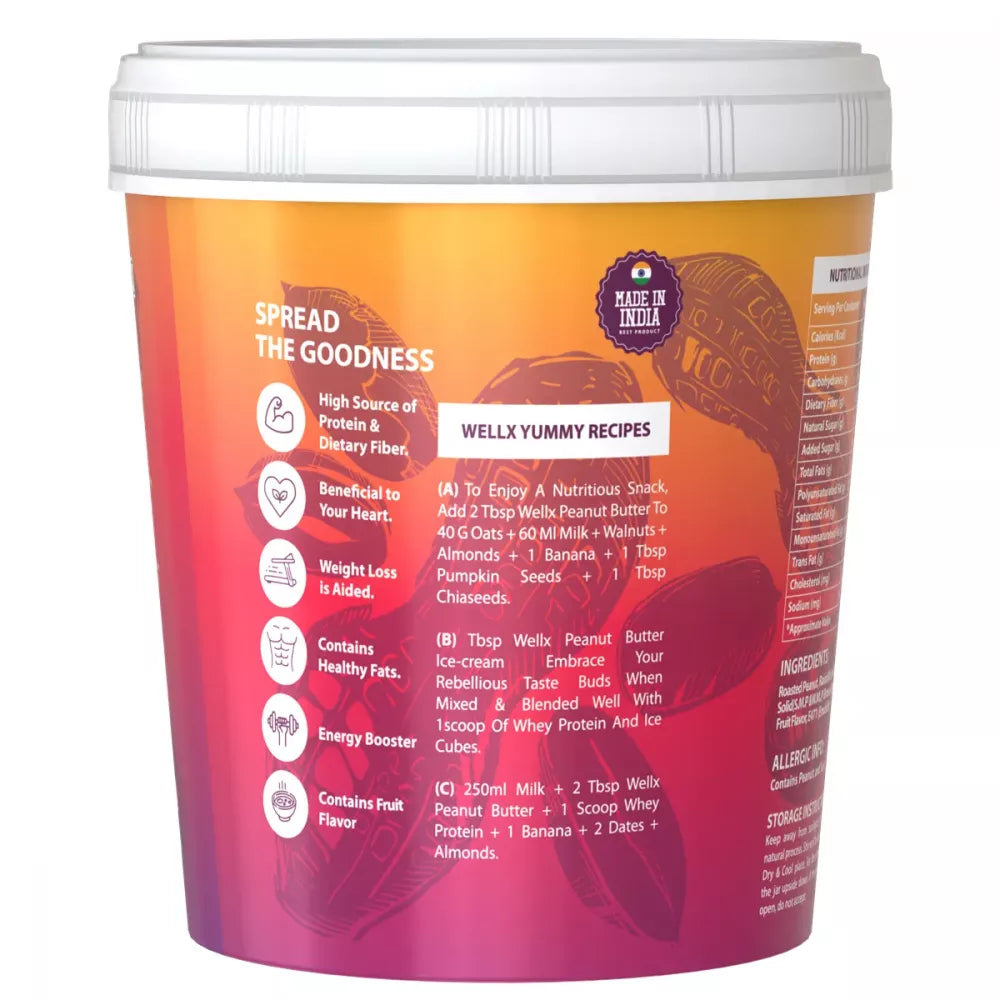 Wellx Peanut Butter Mix Fruit Crunchy (1kg)