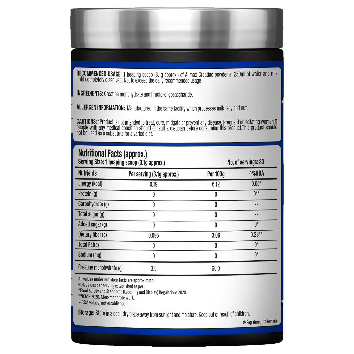 ALL MAX CREATINE MONOHYDRATE 250 GRAMS