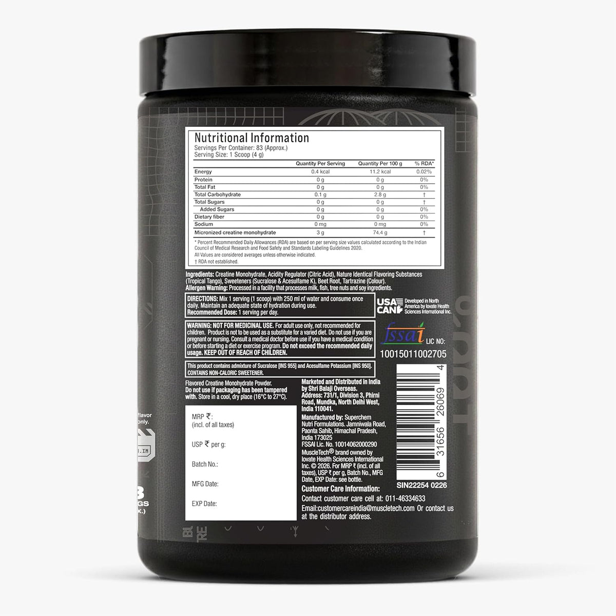 MUSCLETECH CREATINE FLAVOURED